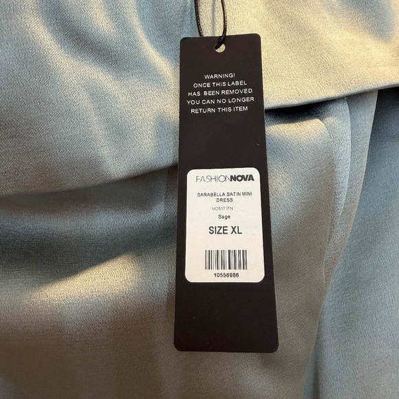 Sarabella Satin Mini Dress - Sage - Picture 5 of 7